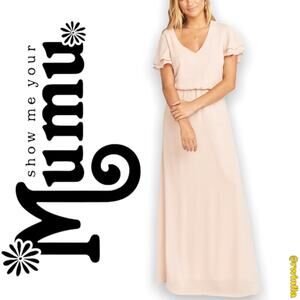 NWT SMYM Show Me Your Mumu Wedding Bridesmaid Michelle Maxi Dress Flutter Sleeve